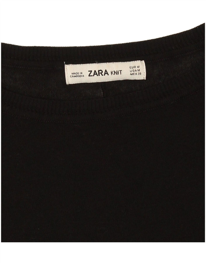 Zara Womens Longline Oversized Boat Neck Jumper Sweater UK 14 Medium Black