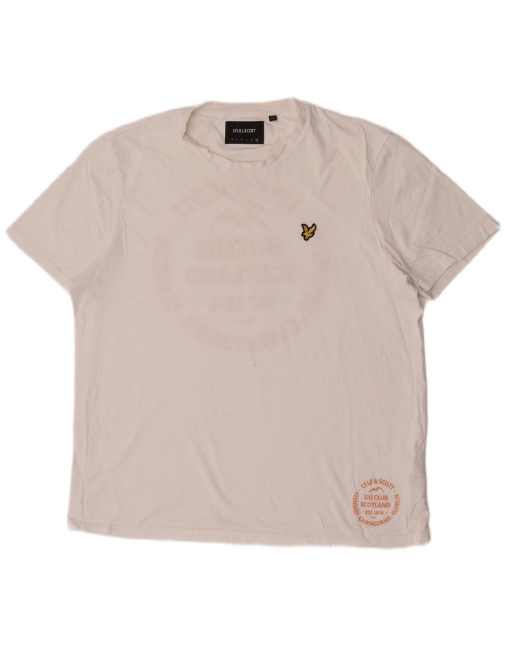 Lyle & Scott Mens Graphic T-Shirt Top 2XL White Cotton