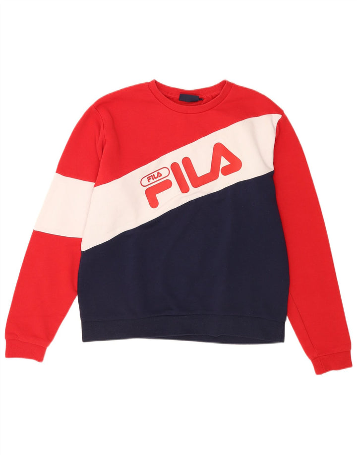 Fila Homme Graphic Sweatshirt Jumper Medium Multicolore Colourblock Coton