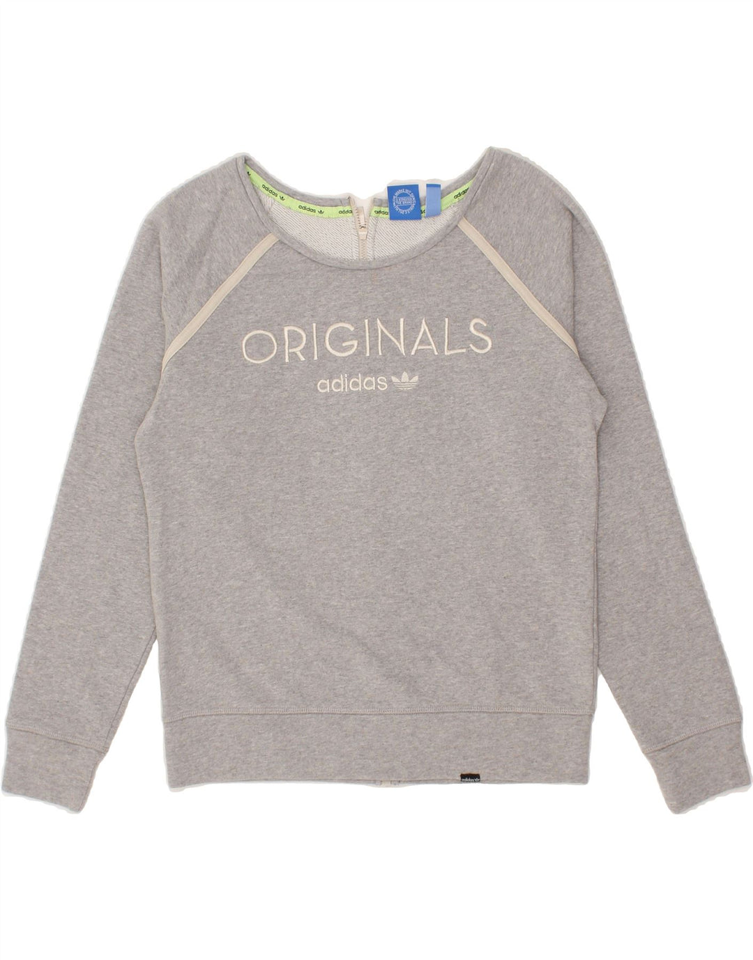 ADIDAS Womens Graphic Sweatshirt Jumper UK 12 Medium  Grey Cotton Vintage Adidas and Second-Hand Adidas from Messina Hembry 