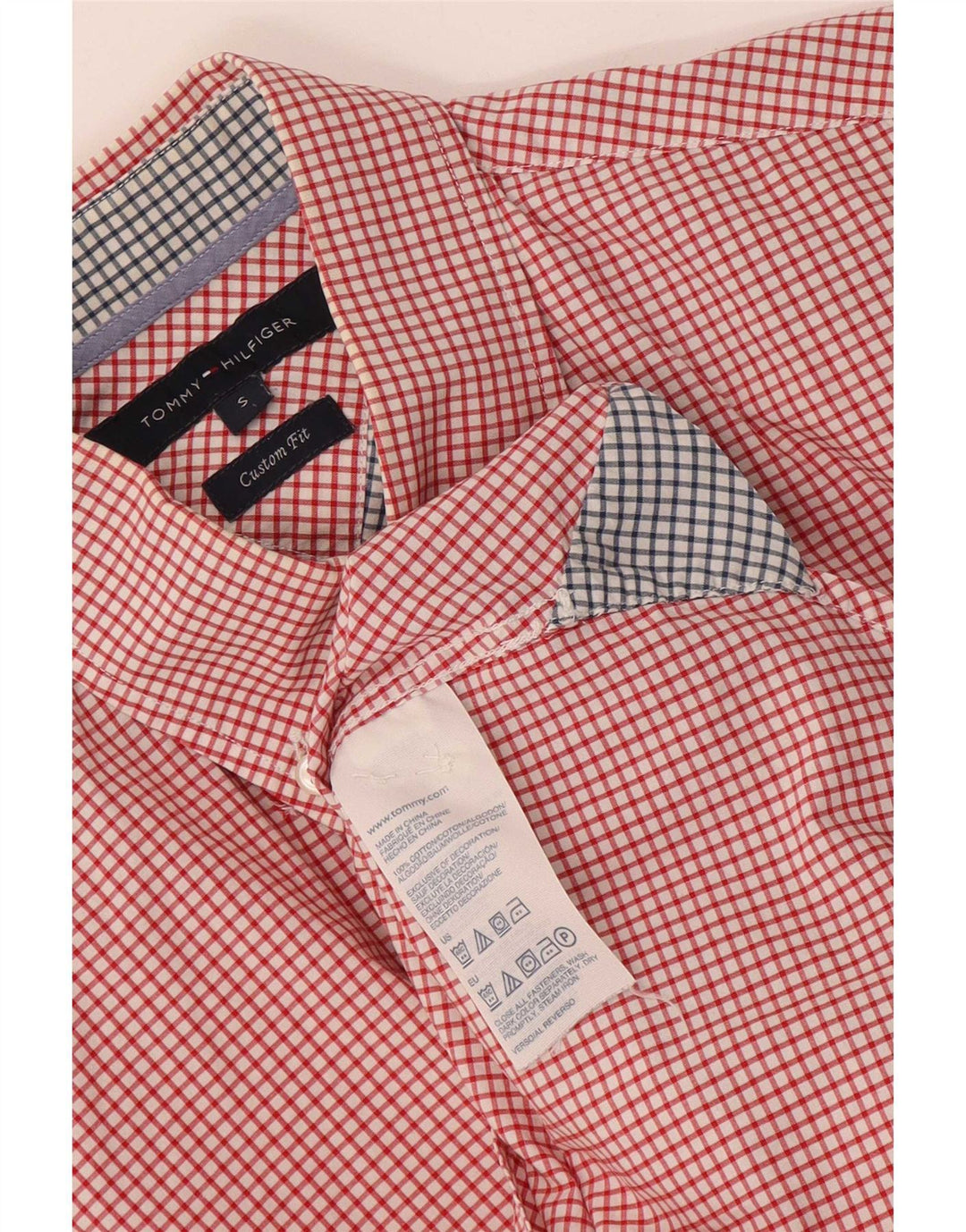 Tommy Hilfiger Herren-Hemd mit individueller Passform, kleine rote Gingham-Baumwolle