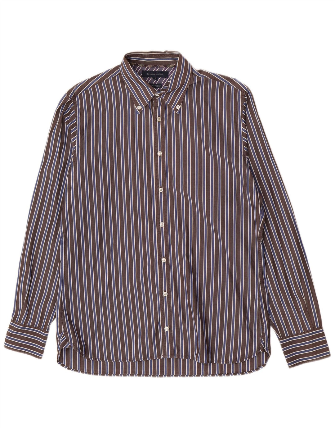Camicia da uomo Tommy Hilfiger in cotone a righe marrone medio