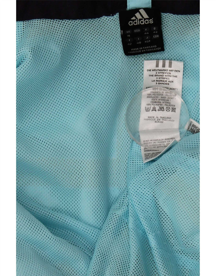 Giacca antipioggia da donna Adidas Clima Proof con cappuccio UK 16 Large Blu Poliestere