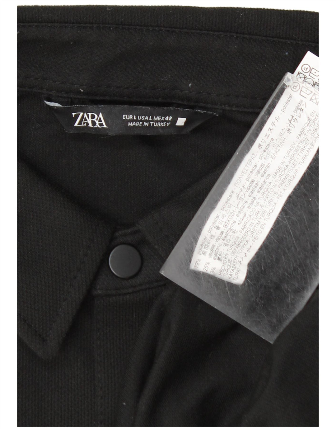 Zara Mens Overshirt Shirt Large Black Polyester