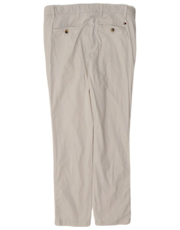 Tommy Hilfiger Mens Straight Suit Trousers W33 L30 White Cotton