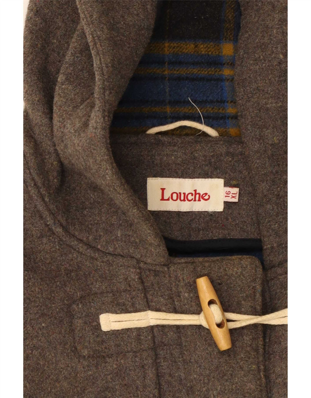 Louche Womens Hooded Duffle Coat UK 16 XL Grey Wool