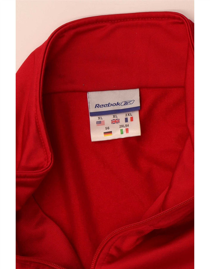 Reebok Mens Tracksuit Top Jacket XL Red Colourblock Polyester Sports