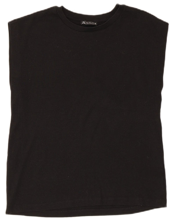 Zara Femme Débardeur UK 10 Petit Coton Noir