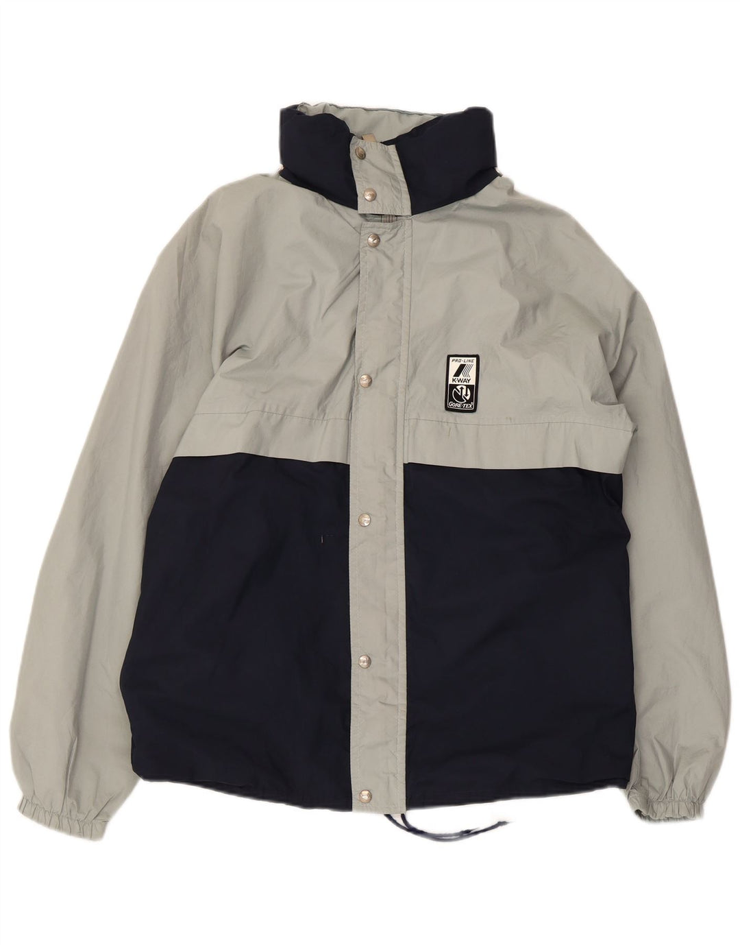 K-Way Mens Hooded Rain Jacket UK 38 Medium Navy Blue Colourblock Polyester