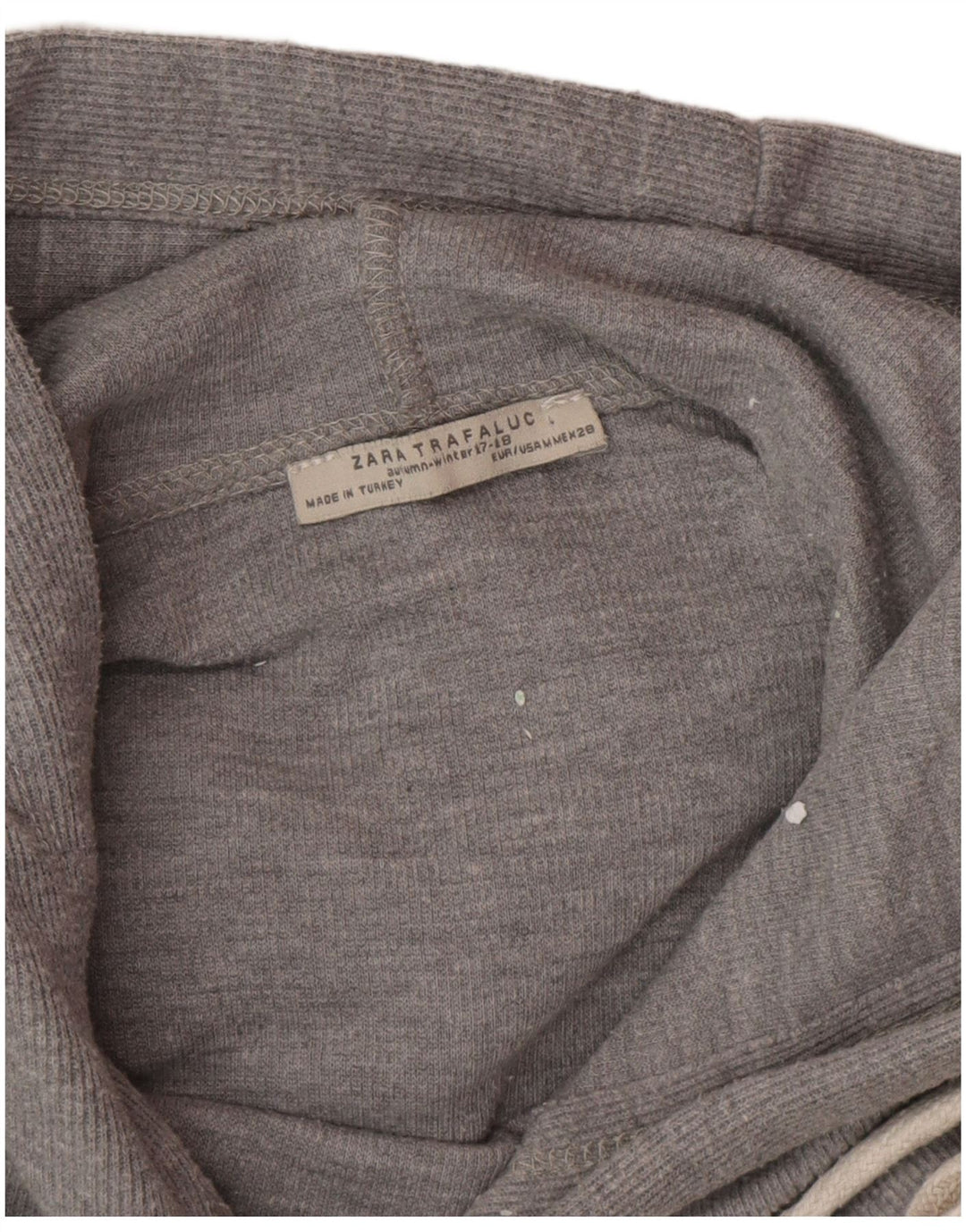Zara Dame Hooded Oversized Top Langærmet UK 14 Medium Grey Spotted