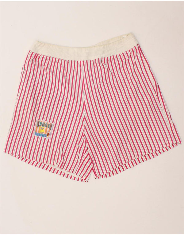 VINTAGE Mens Swimwear Large Pink Striped