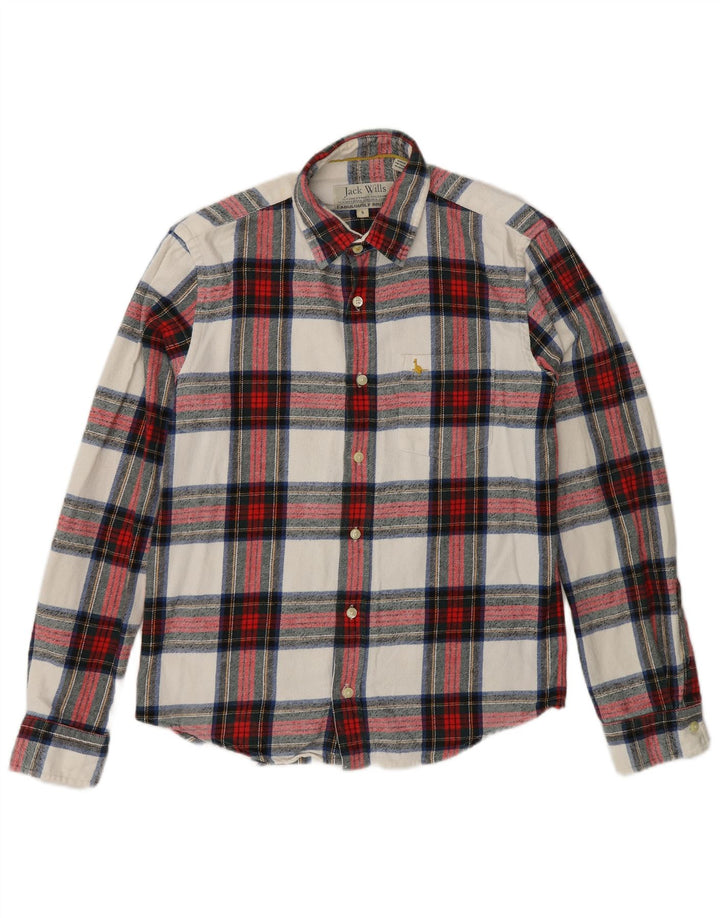 Jack Wills Mens Flannel Shirt Small Red Plaid Cotton