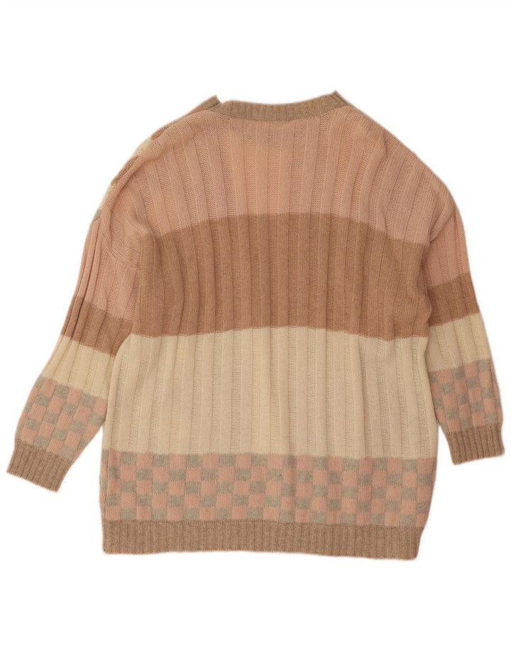 Stefanel Mens Boat Neck Jumper Sweater 2XL Multicoloured Geometric