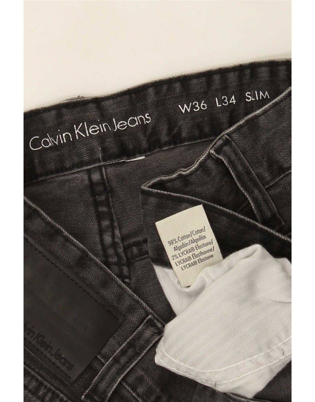 Calvin Klein Mens Slim Jeans W36 L34 Grey Cotton