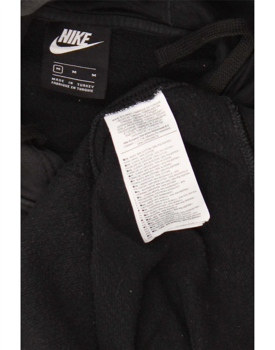 Nike Mens Graphic Hoodie Jumper Medium Black Cotton