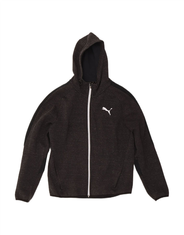 Suéter masculino PUMA com capuz e zíper grande cinza colorblock algodão