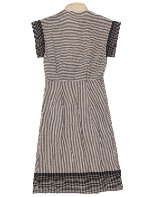Vintage Damen A-Linie Kleid UK 8 Kleine graue Nadelstreifen