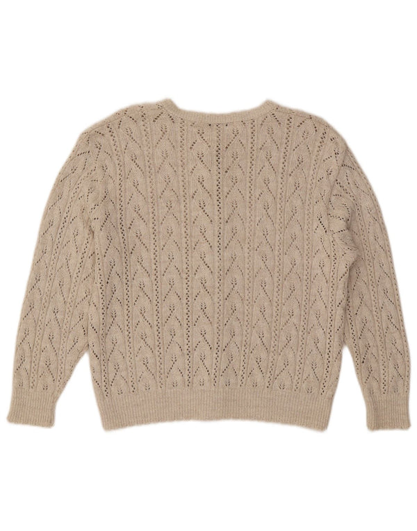 Marks & Spencer Womens Cardigan Sweater UK 12 Medium Beige Acrylic