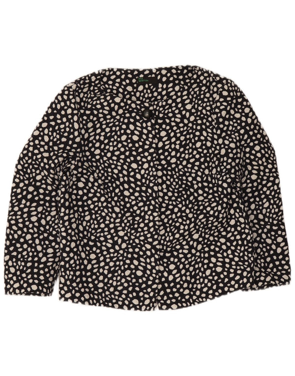 Benetton Dame 3/4 ærmet Bolero jakke UK 8 Small Navy Blue Spotted