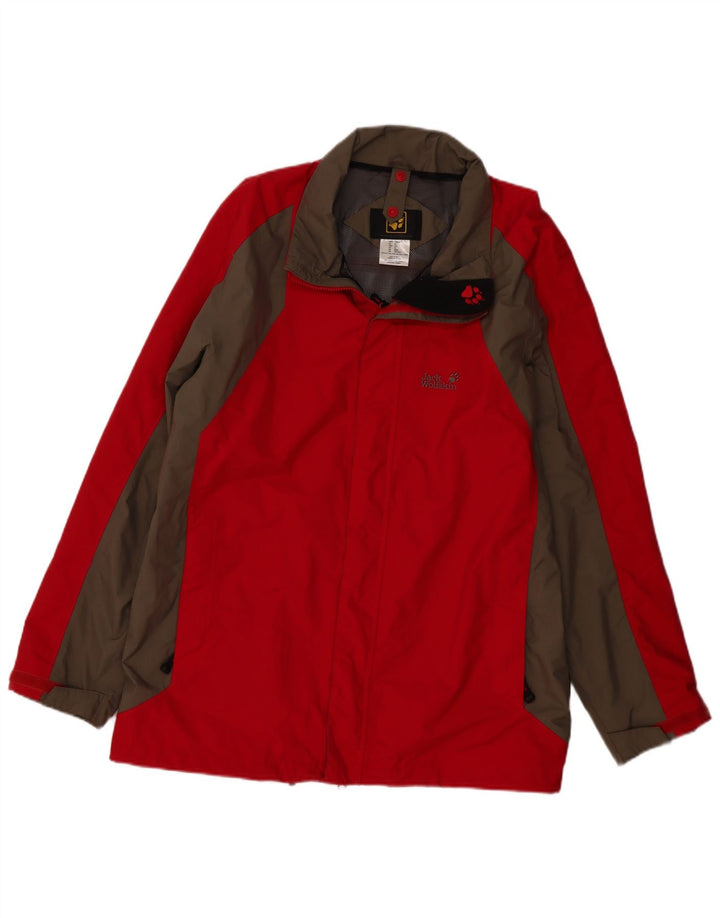 JACK WOLFSKIN Mens Rain Jacket UK 44/46 XL Red Colourblock Polyamide