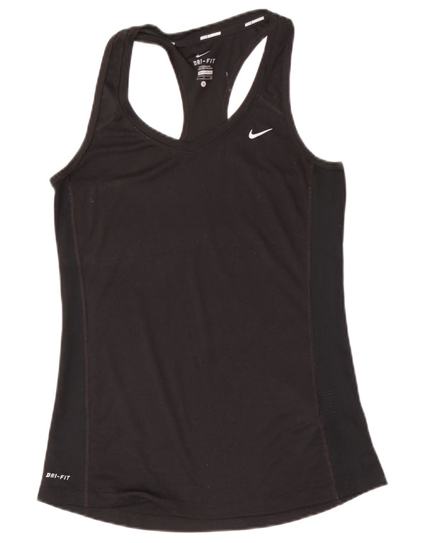 Nike Womens Dri Fit Vest Top UK 8 Small Black Polyester
