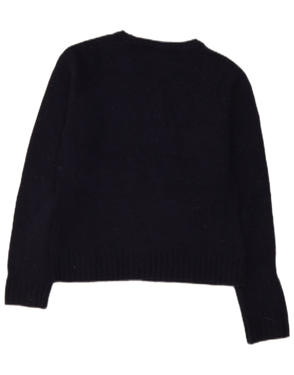 Zara Womens Boat Neck Jumper Sweater UK 12 Medium Navy Blue Acrylic