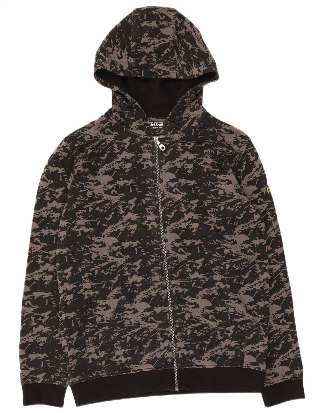 Lyle & Scott Boys Abstract Pattern Zip Hoodie Sweater 15-16 Years Black