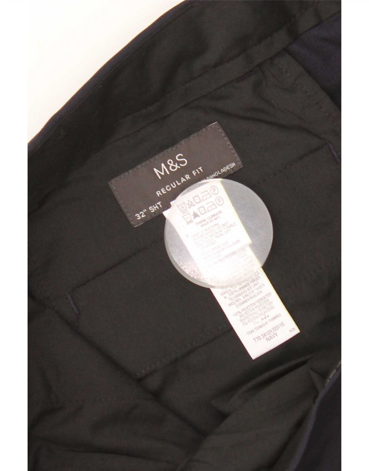 Marks & Spencer Mens Regular Fit Chino Trousers W32 L29 Navy Blue Polyester