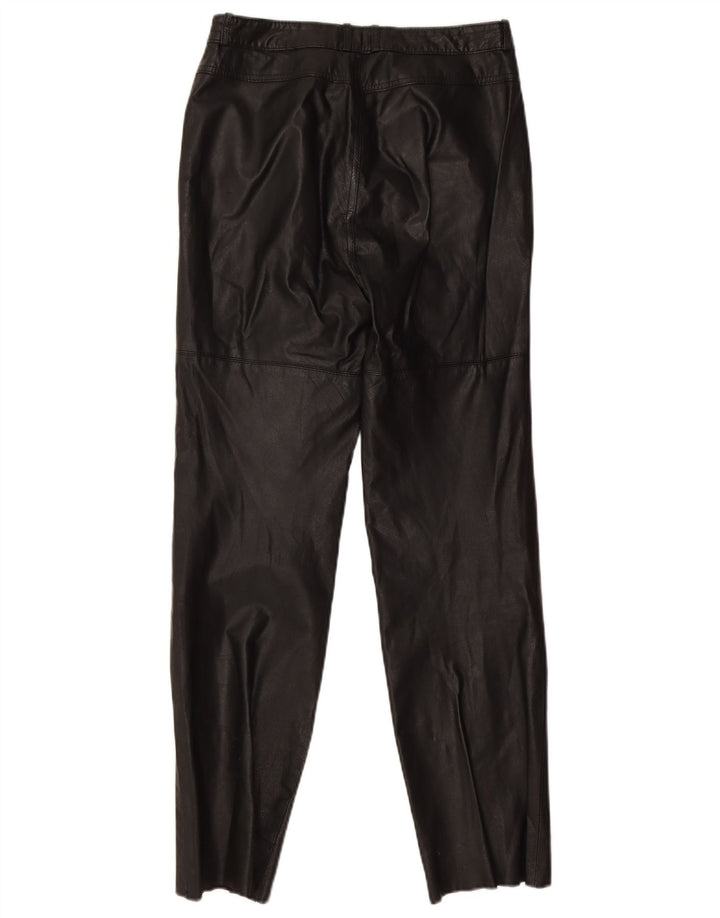 Golden Leaf Womens Slim Leather Trousers W26 L28 Black