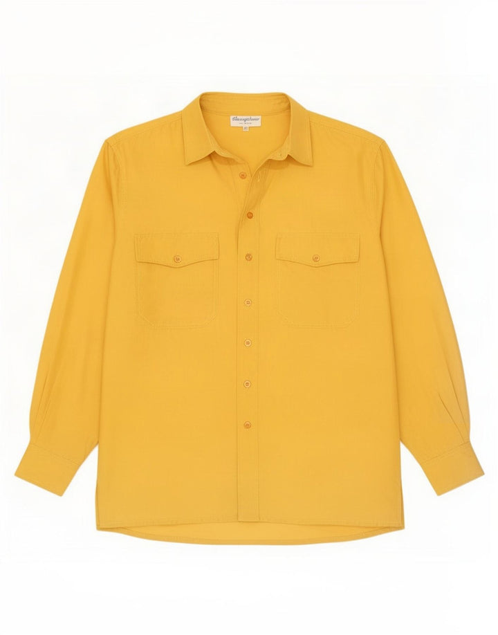 Vintage Mens Shirt Medium Yellow Silk