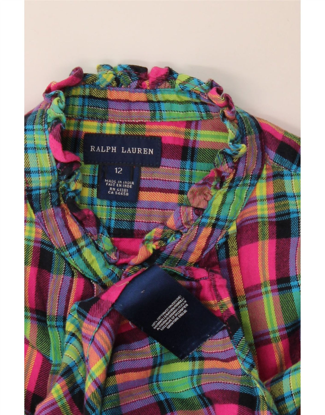 Ralph Lauren Pullover-Flanellhemd für Mädchen, 11–12 Jahre, mehrfarbige Baumwolle