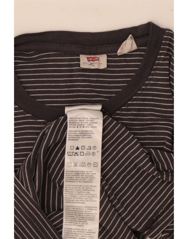 Levi's Top da donna a maniche lunghe UK 12 cotone a righe nere medie