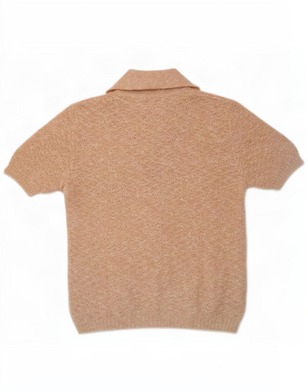 Vintage Damen Rollkragenpullover Pullover UK 10 Small Beige Flecked
