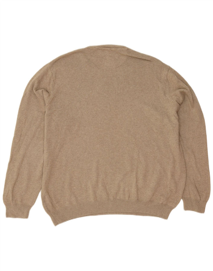 Marks & Spencer Mens Crew Neck Jumper Sweater 2XL Beige Cotton