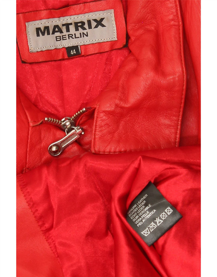 VINTAGE Womens Leather Jacket IT 44 Medium Red Leather