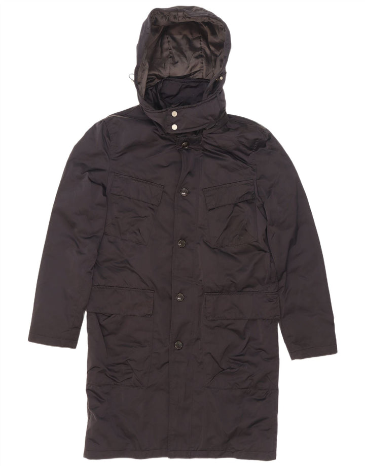 Zara Herre hættepolstret frakke UK 38 Medium Navy Blue Polyester