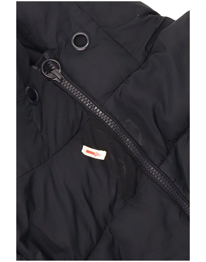 Zara Womens Oversized Crop Hooded Padded Jacket UK 10 Small Navy Blue