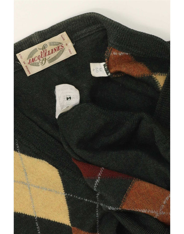 Les Jacquelines Męski sweter rozpinany Średni zielony Argyle/Diament