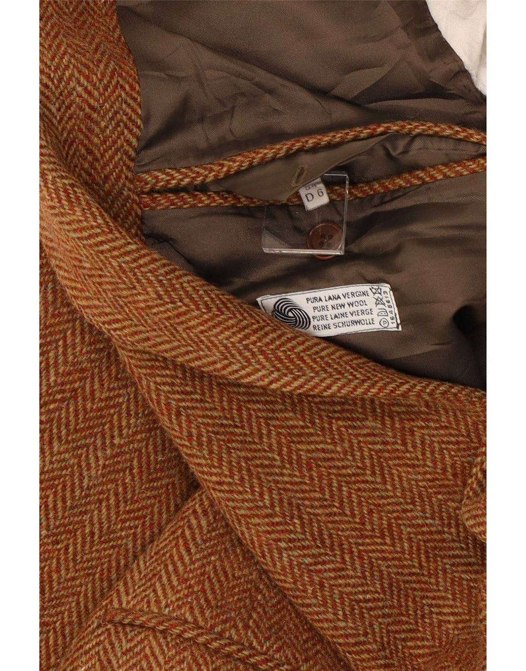 Harris Tweed Mens 2 Button Blazer Jacket IT 54 2XL Brown Herringbone Wool