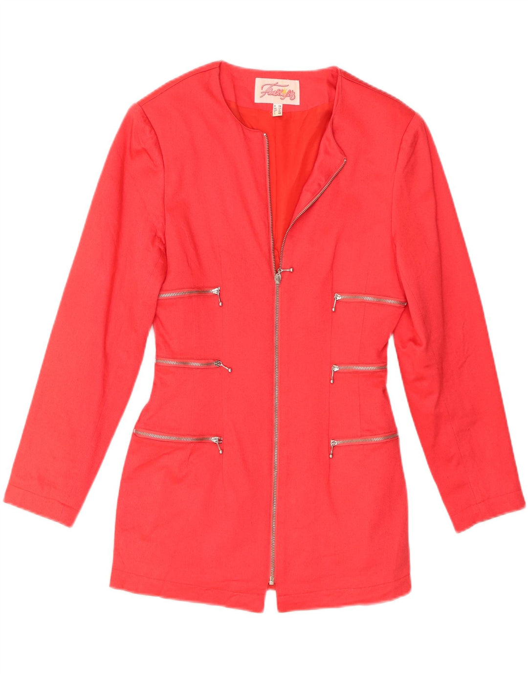 vintage Femme Full Zip Blazer Jacket UK 8 Petite Viscose Rouge