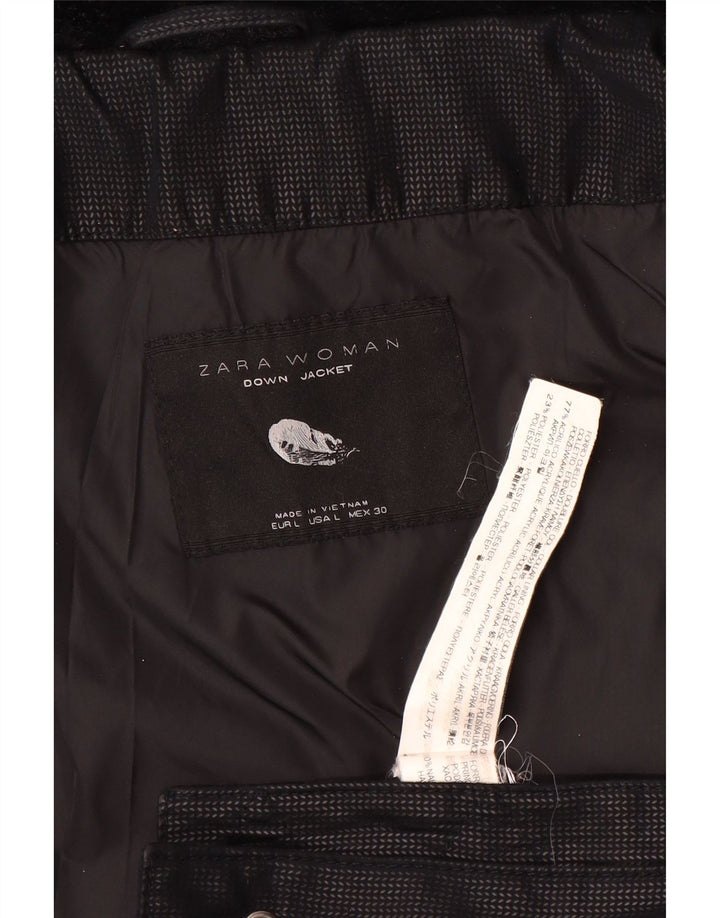 Zara Veste matelassée pour femme UK 14 Large Acrylique Noir