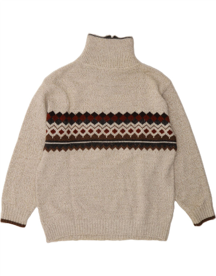 CLAUDIO M Mens Zip Neck Jumper Sweater XL Grey Fair Isle Vintage Claudio M and Second-Hand Claudio M from Messina Hembry 