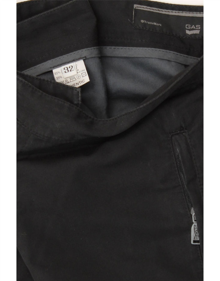 Gas Mens Straight Chino Trousers W32 L33 Black Polyester