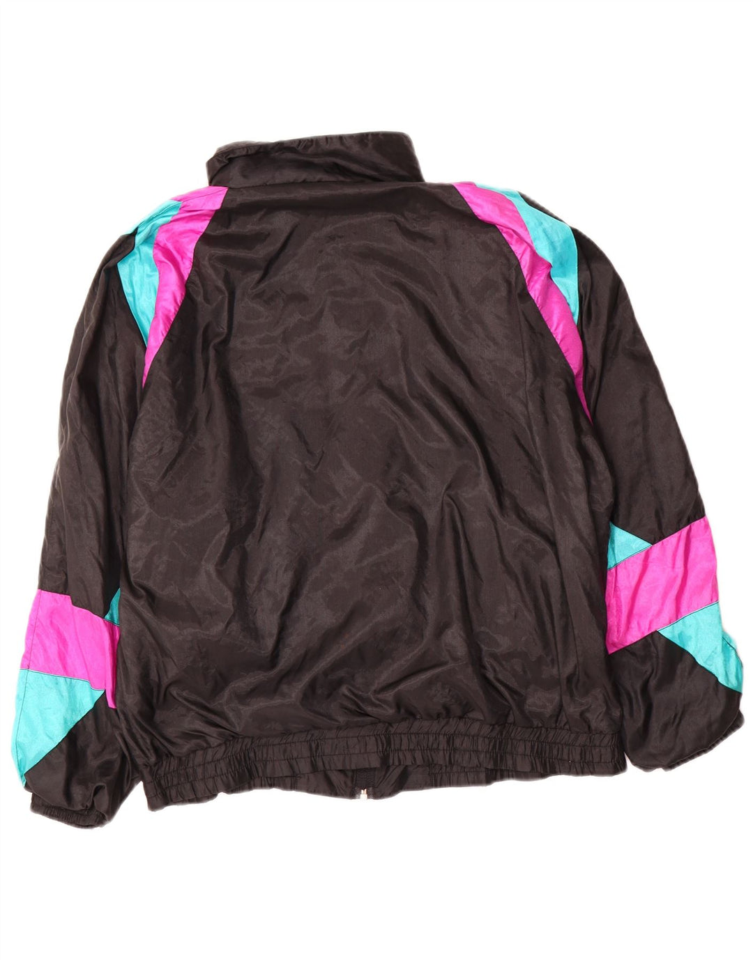 Vintage Mens Loose Fit Tracksuit Top Jacket Small Black Colourblock