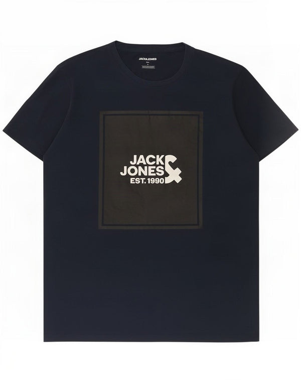 Camiseta gráfica masculina Jack & Jones grande algodão azul marinho
