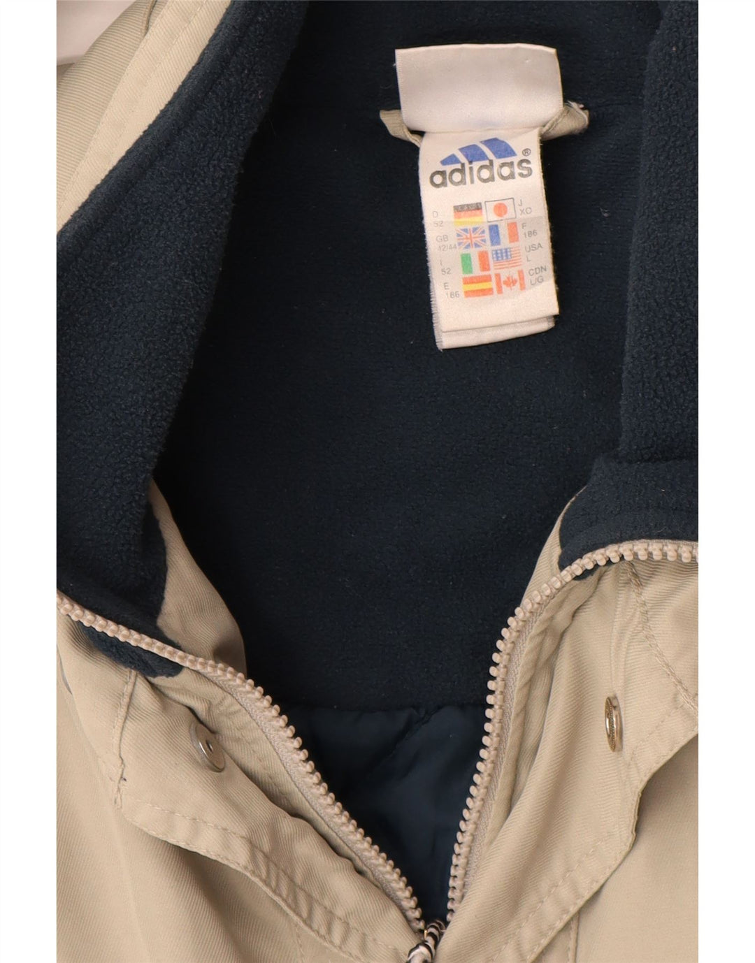 Adidas Mens Windbreaker Jacket UK 42/44 Large Beige Colourblock Polyester