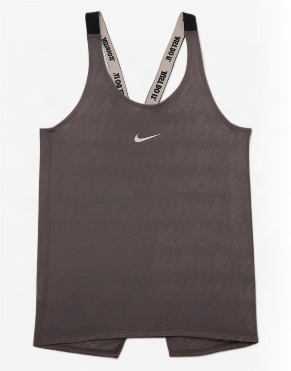 Nike Womens Dri Fit Graphic Vest Top UK 8 Small Grey Colourblock Polyester