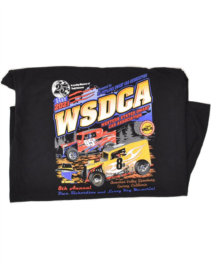 VINTAGE Mens Graphic T-Shirt Top Large Black Vintage Vintage and Second-Hand Vintage from Messina Hembry 