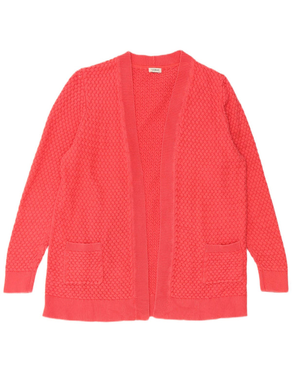 L.L.Bean Womens Open Cardigan Sweater UK 16 Large Red Cotton
