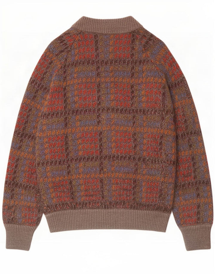 Vintage Mens Cardigan Sweater Medium Multicoloured Check